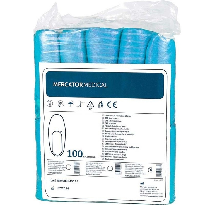 Бахіли ECO поліетиленові блакитні /100 шт (50 пар)/ *Mercator Medical*