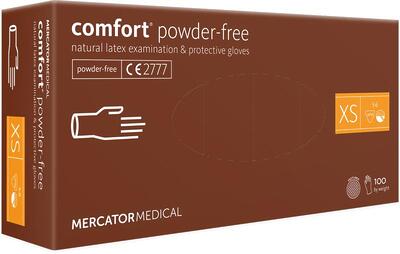 Перчатки латексные Comfort powder-free кремовые размер XS /100 шт (50 пар)/ *Mercator Medical*