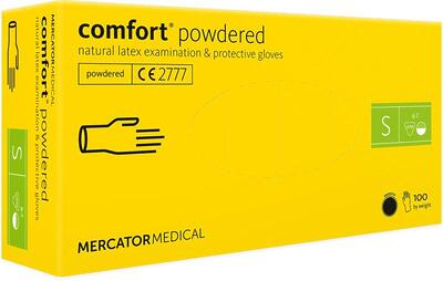 Перчатки латексные Comfort powdered кремовые размер S /100 шт (50 пар)/ *Mercator Medical*