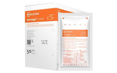 Рукавички латексні Dermagel Coated EO кремові розмір 6.5 /100 шт (50 пар)/ *Mercator Medical*  