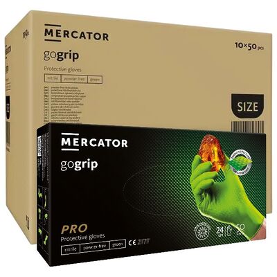 ОПТ (10 упаковок) Рукавички Gogrip Green розмір XL нітрилові зелені /50 шт (25 пар)/ *Mercator Medical*
