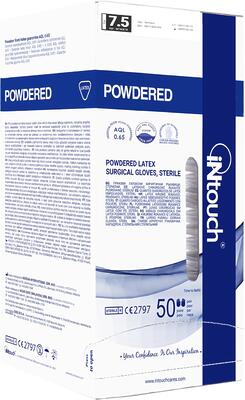 Рукавички латексні iNtouch Powdered білі розмір 8.0 /100 шт (50 пар)/ *Mercator Medical* 
