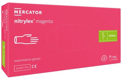 Перчатки Nitrylex Magenta размер S нитриловые малиновые /100 шт (50 пар)/ *Mercator Medical*