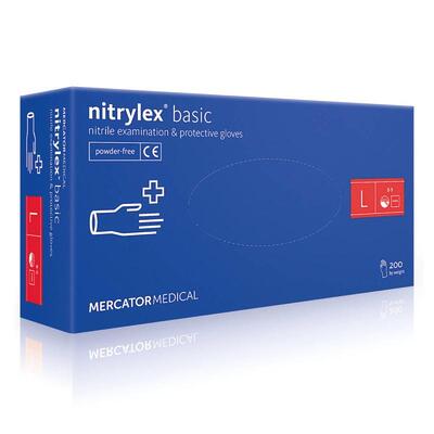 Перчатки Nitrylex Basic размер L нитриловые тёмно-синие /100 шт (50 пар)/ *Mercator Medical*