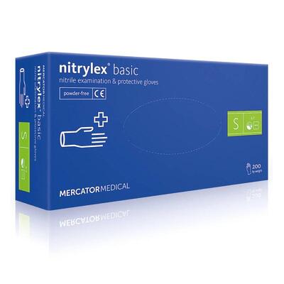 Перчатки Nitrylex Basic размер S нитриловые тёмно-синие /100 шт (50 пар)/ *Mercator Medical*