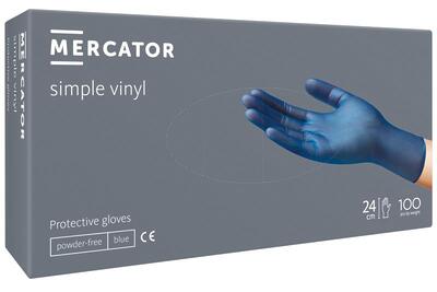 Перчатки виниловые Simple Vinyl blue синие размер L /100 шт (50 пар)/ *Mercator Medical*