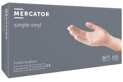 Перчатки виниловые Simple Vinyl прозрачные размер S /100 шт (50 пар)/ *Mercator Medical*