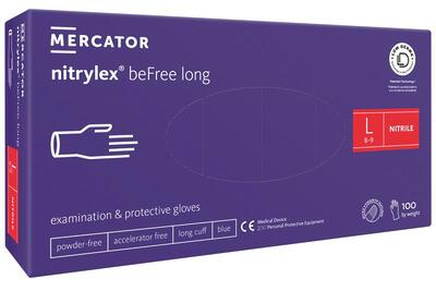 Рукавички Nitrylex beFree long розмір L нітрилові темно-сині /100 шт (50 пар)/ *Mercator Medical*