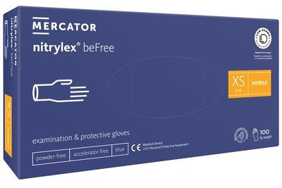 Перчатки нитриловые Nitrylex beFree фиолетовые размер XS /100 шт (50 пар)/ *Mercator Medical*