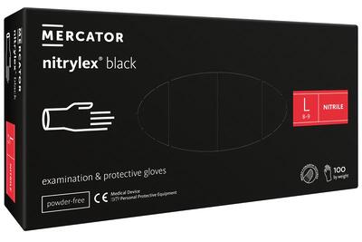 Рукавички Nitrylex Black розмір L нітрилові чорні /100 шт (50 пар)/ *Mercator Medical*