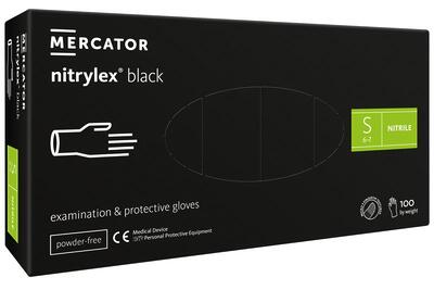 Рукавички Nitrylex Black розмір S нітрилові чорні /100 шт (50 пар)/ *Mercator Medical*