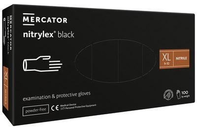 Перчатки Nitrylex Black размер XL нитриловые чёрные /100 шт (50 пар)/ *Mercator Medical*