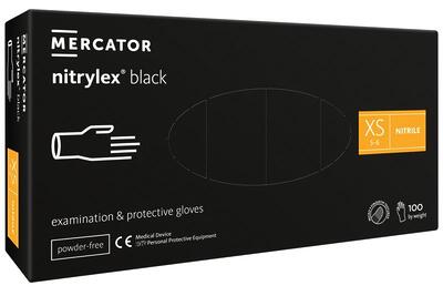 Рукавички Nitrylex Black розмір XS нітрилові чорні /100 шт (50 пар)/ *Mercator Medical*