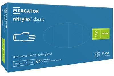 Перчатки Nitrylex Classic blue размер S нитриловые синие /100 шт (50 пар)/ *Mercator Medical*