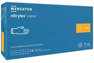 Перчатки нитриловые Nitrylex Classic blue a200 синие размер XS /100 шт (50 пар)/ *Mercator Medical*