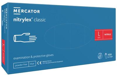 Рукавички нітрилові Nitrylex Classic textured сині розмір L /100 шт (50 пар)/ *Mercator Medical*