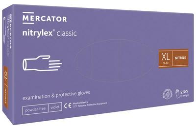 Перчатки нитриловые Nitrylex Classic violet a200 фиолетовые размер XL /200 шт (100 пар)/ *Mercator Medical*