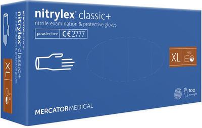 Рукавички нітрилові Nitrylex Classic+ сині розмір XL /100 шт (50 пар)/ *Mercator Medical*