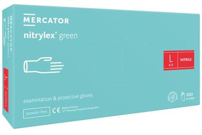 Рукавички Nitrylex Green розмір L нітрилові зелені /100 шт (50 пар)/ *Mercator Medical*