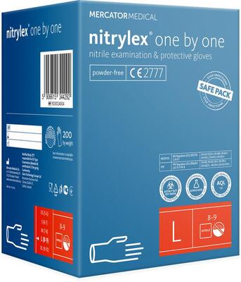 Перчатки нитриловые Nitrylex One by one синие размер L /200 шт (100 пар)/ *Mercator Medical*