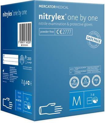 Рукавички нітрилові Nitrylex One by one сині розмір M/200 шт (100 пар)/ *Mercator Medical*