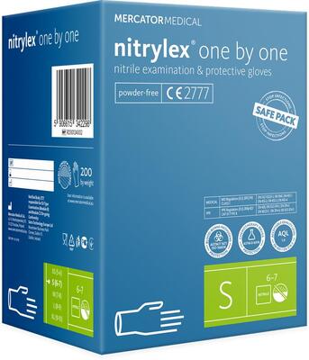 Рукавички нітрилові Nitrylex One by one сині розмір S /200 шт (100 пар)/ *Mercator Medical*