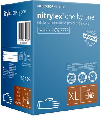 Перчатки нитриловые Nitrylex One by one синие размер XL /200 шт (100 пар)/ *Mercator Medical*