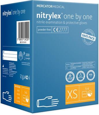 Рукавички нітрилові Nitrylex One by one сині розмір XS /200 шт (100 пар)/ *Mercator Medical*