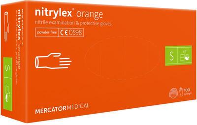Перчатки Nitrylex Orange размер S нитриловые оранжевые /100 шт (50 пар)/ *Mercator Medical*