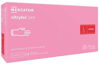 Перчатки Nitrylex Pink размер L нитриловые розовые /100 шт (50 пар)/ *Mercator Medical*