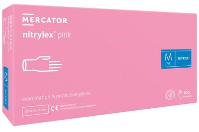 Рукавички Nitrylex Pink розмір M нітрилові рожеві /100 шт (50 пар)/ *Mercator Medical*