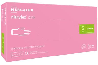 Рукавички Nitrylex Pink розмір S нітрилові рожеві /100 шт (50 пар)/ *Mercator Medical*