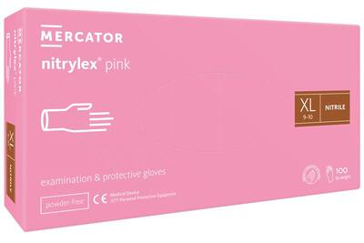 Перчатки Nitrylex Pink размер XL нитриловые розовые /100 шт (50 пар)/ *Mercator Medical*