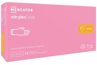 Рукавички Nitrylex Pink розмір XS нітрилові рожеві /100 шт (50 пар)/ *Mercator Medical*