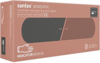 Рукавички латексні Santex Anatomic powder-free кремові розмір 7.5 /100 шт (50 пар)/ *Mercator Medical*  