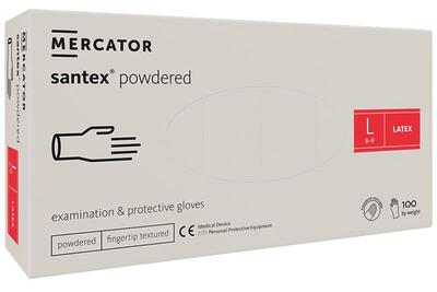 Перчатки латексные Santex Powdered fingertip textured кремовые L /100 шт (50 пар)/ *Mercator Medical*