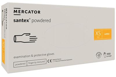Перчатки латексные Santex Powdered fingertip textured кремовые XS /100 шт (50 пар)/ *Mercator Medical*