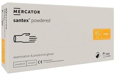 Рукавички Santex Powdered smooth розмір XS латексні кремові /100 шт (50 пар)/ *Mercator Medical* 