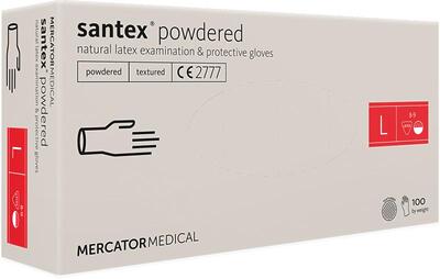 Перчатки латексные Santex Powdered textured кремовые L /100 шт (50 пар)/ *Mercator Medical*