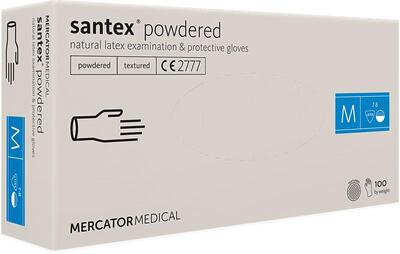 Рукавички латексні Santex Powdered textured кремові розмір M /100 шт (50 пар)/ *Mercator Medical* 