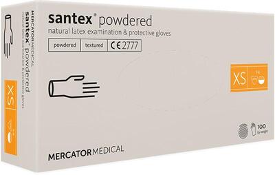 Рукавички латексні Santex Powdered textured кремові розмір XS /100 шт (50 пар)/ *Mercator Medical* 