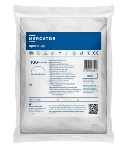 Шапочка шарлотка (одуванчик) Opero Cap з нетканного матеріалу біла /100 шт/ *Mercator Medical*