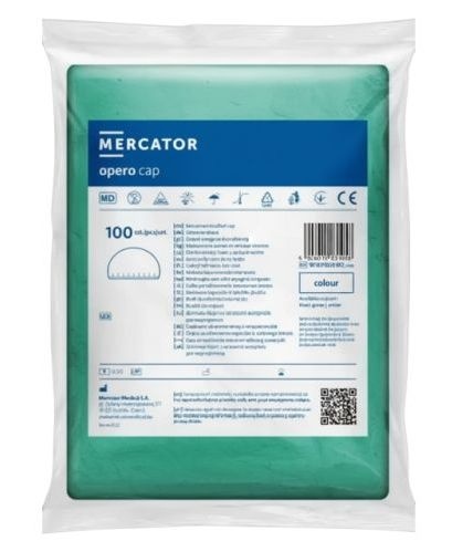 Шапочка шарлотка (одуванчик) Opero Cap з нетканного матеріалу зелена /100 шт/ *Mercator Medical*