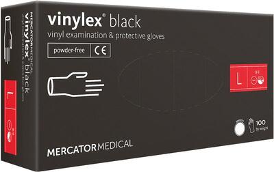 Рукавички вінілові Vinylex Black чорні розмір L /100 шт (50 пар)/ *Mercator Medical*