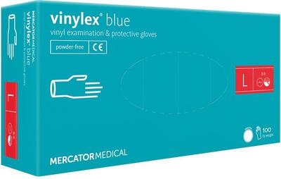 Рукавички вінілові Vinylex Blue сині розмір L /100 шт (50 пар)/ *Mercator Medical* 
