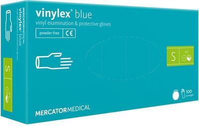 Перчатки виниловые Vinylex Blue синие размер S /100 шт (50 пар)/ *Mercator Medical*