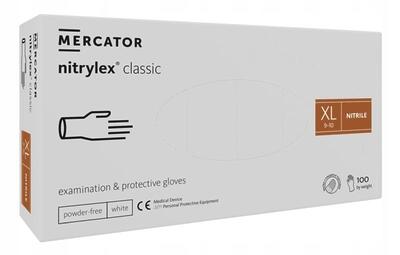 Рукавички Nitrylex Classic white розмір XL нітрилові білі /100 шт (50 пар)/ *Mercator Medical*