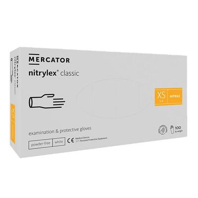 Рукавички Nitrylex Classic white розмір XS нітрилові білі /100 шт (50 пар)/ *Mercator Medical*