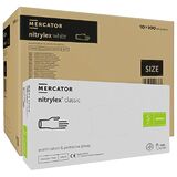 ОПТ (10 упаковок) Перчатки Nitrylex Classic white размер S нитриловые белые /100 шт (50 пар)/ *Mercator Medical*